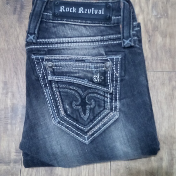 Rock Revival Women's 26 Straight Embellished Embroidered Distressed Black NWOT - Picture 2 of 14